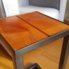 Stalen meubels - stalen bijzettafel bankirai hout 30x30x52 Stalen meubels - stalen bijzettafel bankirai hout