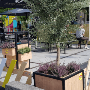 Stalen bloembak boombak Douglas stalen frame terras Stalen bloembak boombak Douglas stalen frame terras