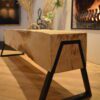 Boomstam bank - Boomstam tafel - Balken Bank - Boomstam tv meubel - Delloire-Staal-Hout 10