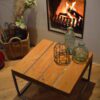 Stalen meubel - Stalen salontafel met hout - Balkentafel Indigo Blank stalen frame 5