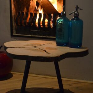 Boomstam salontafel bijzettafel Drie boom stalen frame zwart staal