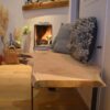 Stalen meubels en lampen - Boomstam bank tafel Mr Woodworm zwart stalen frame poedercoat houten blad