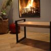 Stalen meubels - Eiken bijzettafel salontafel - stalen frame - zwart