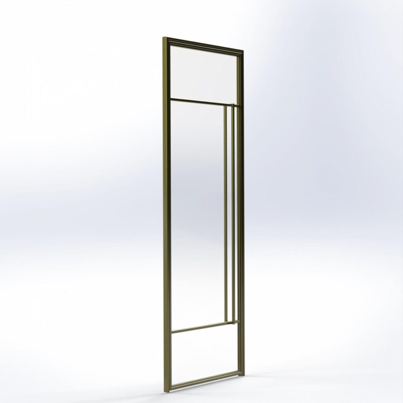 Stalen deur met kozijn 3 vak ongelijk brons