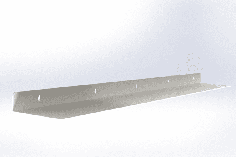 Witte metalen wandplank 180 cm RAL9010 zijdeglans met minimalistisch zwevend ontwerp